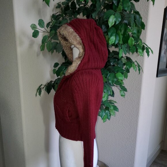 Faux Fur Trimmed Cropped Knit Zip Cardigan - Picture 6 of 12